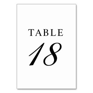 Elegante Schwarz-Weiß-Kalligrafie-Hochzeit Tischnummer
