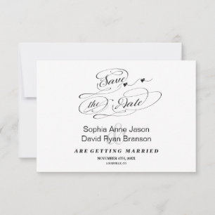 Elegante Schwarz-Weiß-Kalligrafie Save The Date