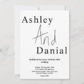 Elegante Schwarz-Weiß-Kalligrafie-Skripte Hochzeit Einladung (Vorderseite)