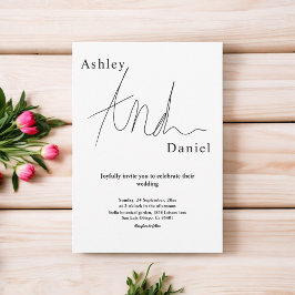 Elegante Schwarz-Weiß-Kalligraphie, einfache Hochz Einladung