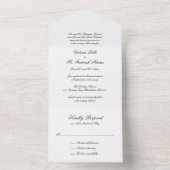 Elegante Schwarz-Weiß-Kalligraphie-Hochzeit All In One Einladung (Innen Boden)
