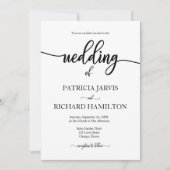 Elegante Schwarz-Weiß-Kalligraphie-Hochzeit Einladung (Vorderseite)