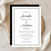 Elegante Schwarz-Weiß-Kalligraphie-Hochzeit Einladung