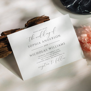 Elegante Schwarz-Weiß-Kalligraphie-Hochzeit Einladung