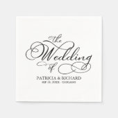 Elegante Schwarz-Weiß-Kalligraphie-Hochzeit Serviette (Vorderseite)