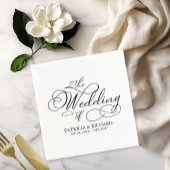 Elegante Schwarz-Weiß-Kalligraphie-Hochzeit Serviette