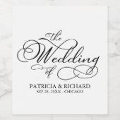 Elegante Schwarz-Weiß-Kalligraphie-Hochzeit Weinetikett (Einzelnes Label)