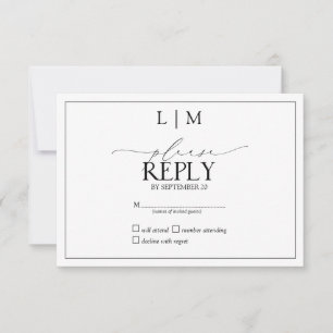 Elegante Schwarz-Weiß-Kalligraphie-Monogramm-UAWG RSVP Karte