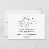 Elegante Schwarz-Weiß-Kalligraphie Save the Date (Vorderseite)
