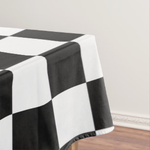 Elegante Schwarz-Weiß karierte Party-Picknickdecke Tischdecke