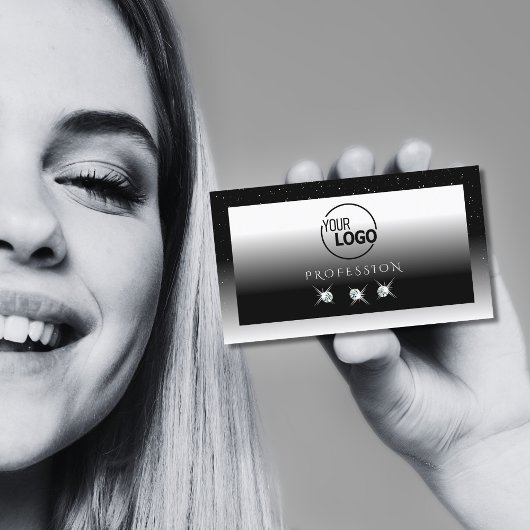 Elegante Schwarz-Weiß-Karton mit Logo Visitenkarte