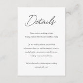 Elegante Schwarz-Weiß-Klassik-Hochzeit Begleitkarte (Vorderseite)