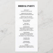 Elegante Schwarz-Weiß-Klassik-Hochzeit Programm (Rückseite)