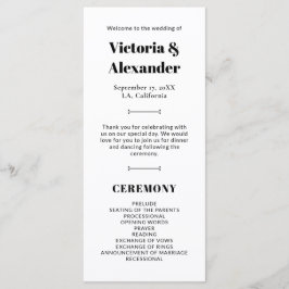 Elegante Schwarz-Weiß-Klassik-Hochzeit Programm