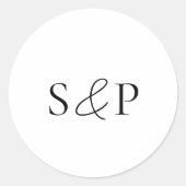 Elegante Schwarz-Weiß-Klassik-Hochzeit Runder Aufkleber (Vorderseite)