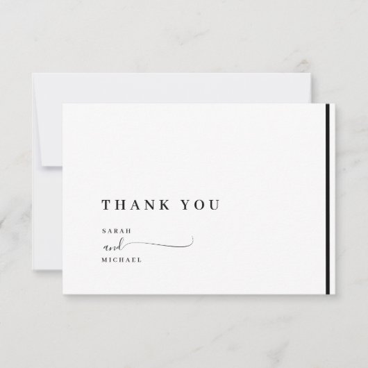 Elegante Schwarz-Weiß-Klassik Hochzeit Vielen Dank Dankeskarte (Vorderseite)