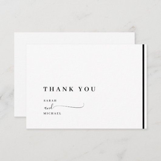 Elegante Schwarz-Weiß-Klassik Hochzeit Vielen Dank Dankeskarte (Vorne/Hinten)