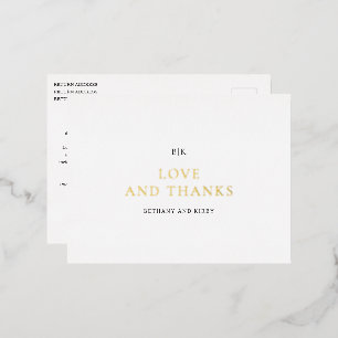 Elegante Schwarz-Weiß-Klassik Hochzeit Vielen Dank Folie Einladungspostkarte