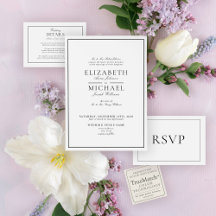 Elegante Schwarz-Weiß-Klassiker-Skript-Hochzeit
