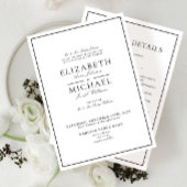 Elegante Schwarz & Weiß Klassische Details Hochzei Einladung