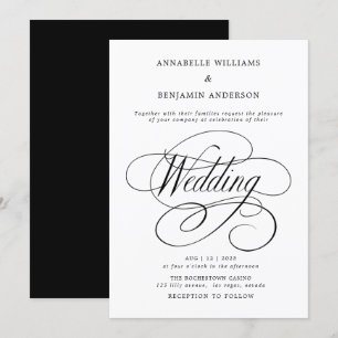 Elegante Schwarz-Weiß-Klassische Hochzeitseinladun Einladung