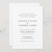 Elegante Schwarz-Weiß-Klassische Hochzeitseinladun Einladung (Vorne/Hinten)