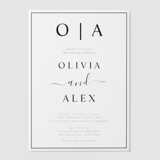 Elegante Schwarz-Weiß-Klassische Hochzeitseinladun Pergament Einladungen (Vorderseite)