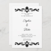 Elegante Schwarz-Weiß-Kunst-Déco Hochzeit Einladung (Vorne/Hinten)