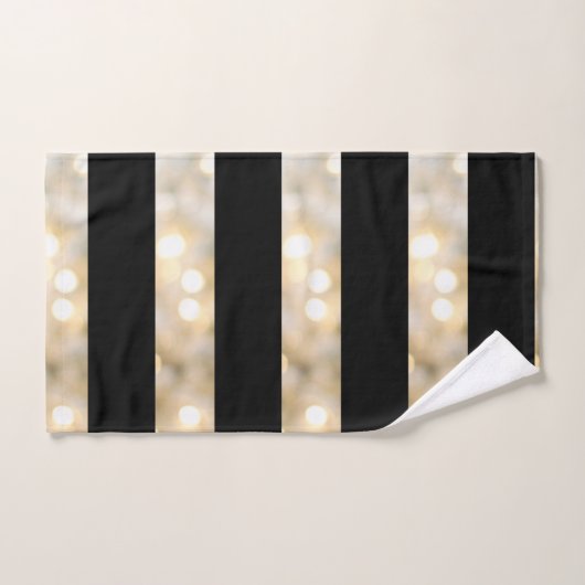 Elegante Schwarz-Weiß-Lichter Streifen Chic Modern Badhandtuch Set (Handtuch)
