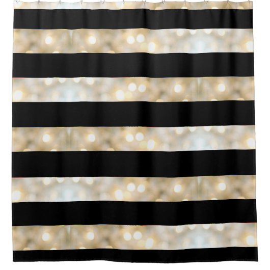 Elegante Schwarz-Weiß-Lichter Streifen Chic Modern Duschvorhang (Vorderseite)