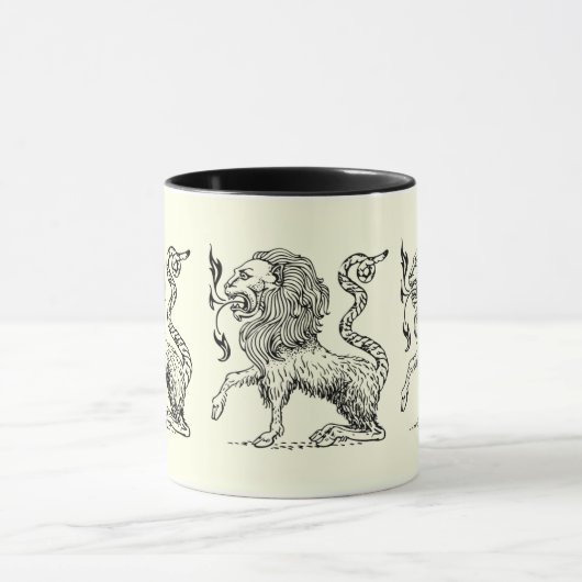 Elegante Schwarz-Weiß-Löwen-Skizze - Vintag Tasse (Zentrum)