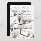 Elegante Schwarz-Weiß Magnolia Wasserfarben Einladung (Vorne/Hinten)