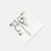 Elegante Schwarz-Weiß Magnolia Wasserfarben Serviette (Ecke)