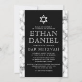 Elegante Schwarz-Weiß-Marmor-Textur Bar mitzvah Einladung (Vorderseite)