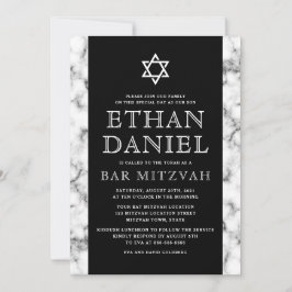 Elegante Schwarz-Weiß-Marmor-Textur Bar mitzvah Einladung