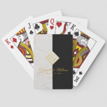 Elegante Schwarz-weiß-Marmormongram-GoldWedding