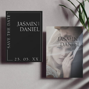 Elegante Schwarz Weiß Minimal Foto Hochzeit Save The Date
