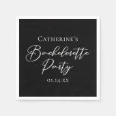 Elegante Schwarz-Weiß-Minimalist-Junggesellinnen-A Serviette (Vorderseite)