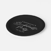 Elegante Schwarz-Weiß-Minimalist-Junggesellinnenab Pappteller (Schrägansicht)