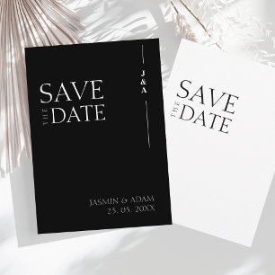 Elegante Schwarz-Weiß-Minimalist-Monogramm-Hochzei Save The Date