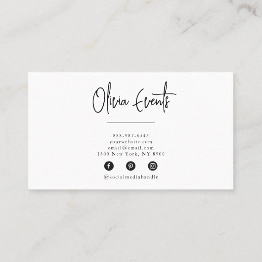 Elegante Schwarz & Weiß Minimalistisch Boho Chic M Visitenkarte (Rückseite)