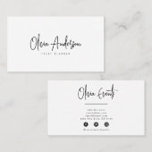 Elegante Schwarz & Weiß Minimalistisch Boho Chic M Visitenkarte (Vorne/Hinten)