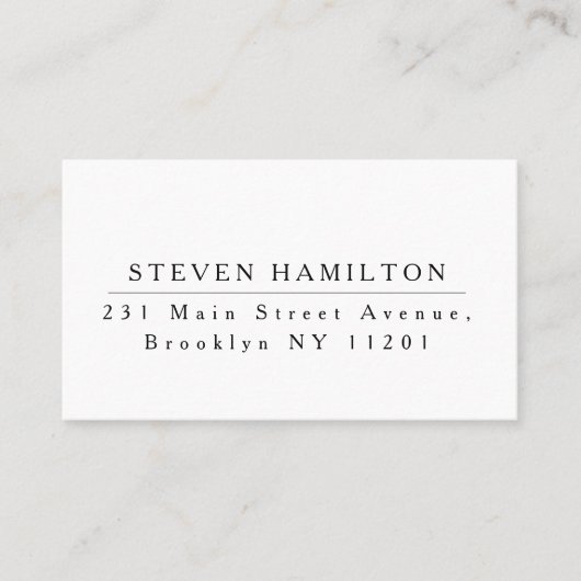 Elegante Schwarz-weiß Minimalistisch Einfache Beru Visitenkarte (Vorderseite)