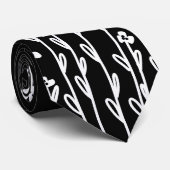 Elegante Schwarz-weiß-minimalistische Doodle-Wildb Krawatte (Gerollt)