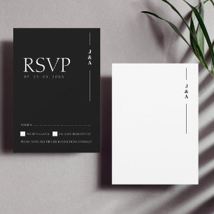 Elegante Schwarz-Weiß-Minimalistische-Monogramm-Ho RSVP Karte