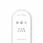 Elegante Schwarz & Weiß Moderne Flasche Weinroute Aufkleber (Vorderseite)