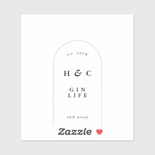 Elegante Schwarz & Weiß Moderne Flasche Weinroute Aufkleber (Blatt)