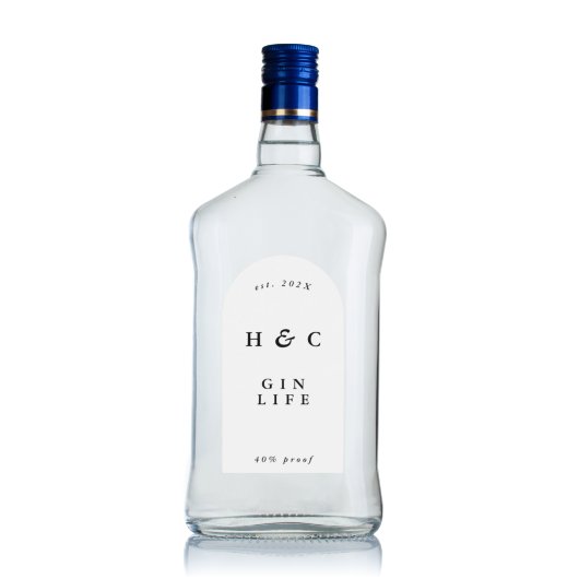 Elegante Schwarz & Weiß Moderne Flasche Weinroute Aufkleber