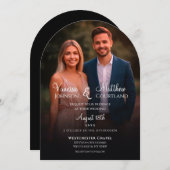 Elegante Schwarz-Weiß-Moderne Foto Hochzeit Einladung (Vorne/Hinten)