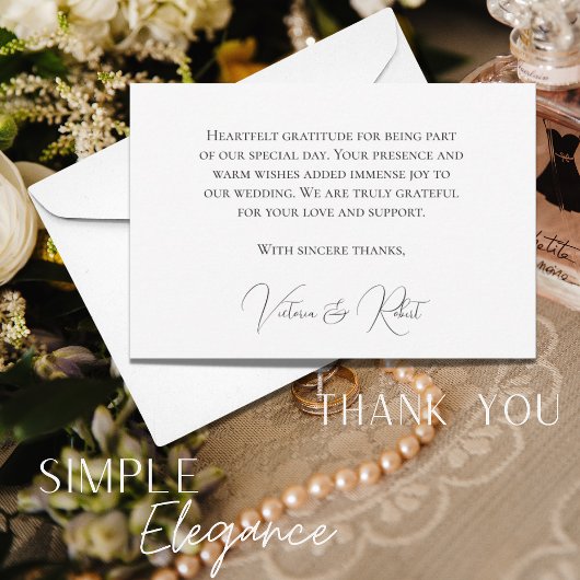 Elegante Schwarz/Weiß Moderne Hochzeit Dankeskarte